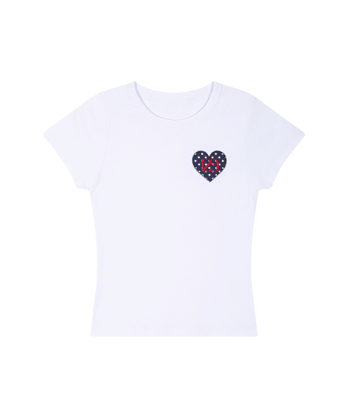 129 Dot Fitted T-Shirt white