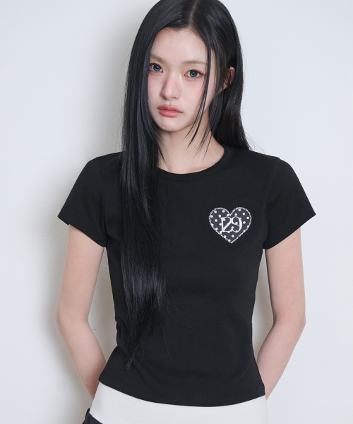 129 Dot Fitted T-Shirt Black