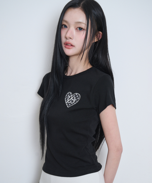 129 Dot Fitted T-Shirt Black