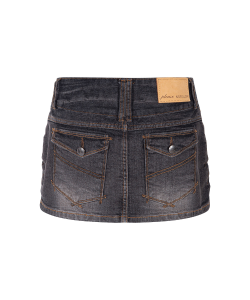 Tommie Button Denim Skirt (Vintage Black)