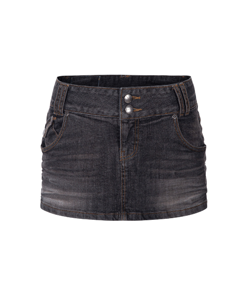 Tommie Button Denim Skirt (Vintage Black)