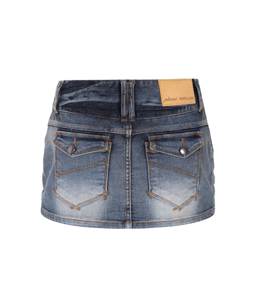 Tommie Button Denim Skirt (Dirty Blue)