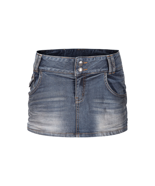 Tommie Button Denim Skirt (Dirty Blue)