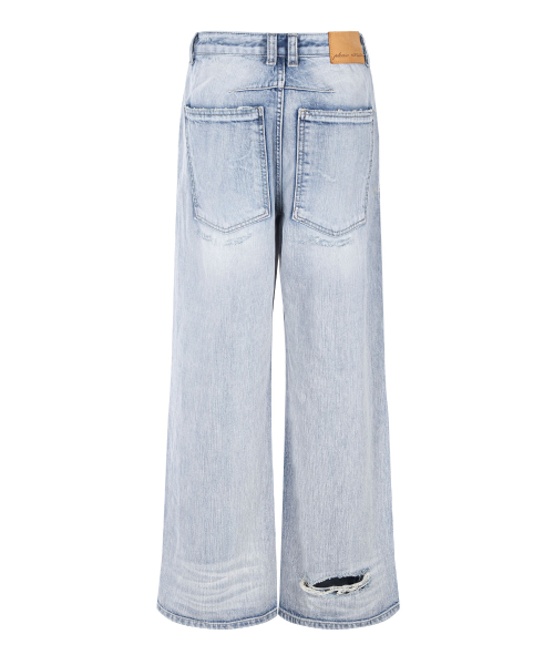 25Damaged Washing Wide Denim (Ice Blue)