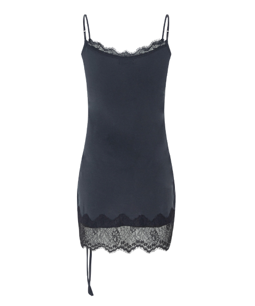 Pia Lace Slip Mini Dress (Deep Charocal)