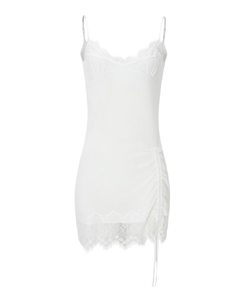 Pia Lace Slip Mini Dress (White)