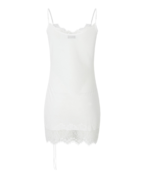 Pia Lace Slip Mini Dress (White)