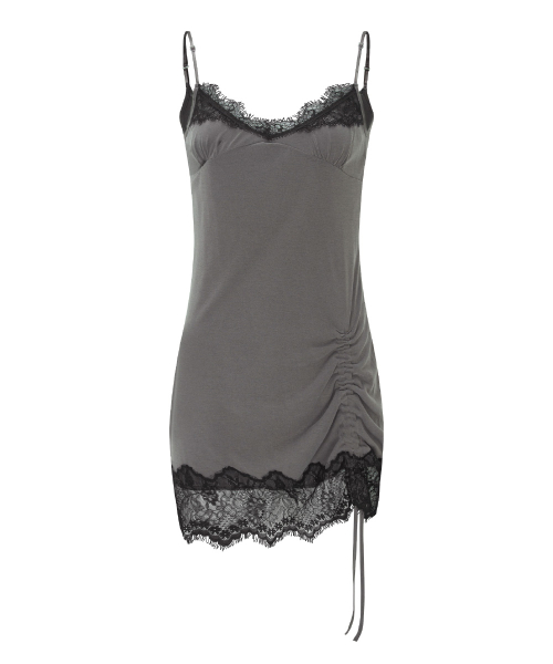 Pia Lace Slip Mini Dress (Vintage Grey)