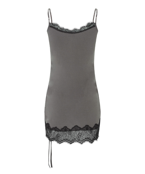 Pia Lace Slip Mini Dress (Vintage Grey)