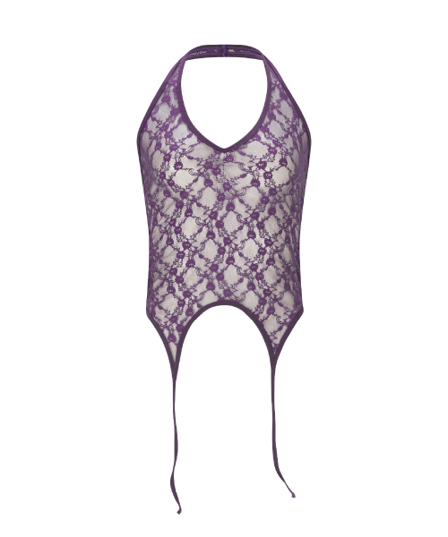 Lua Garter Lace Halter Sleeveless Top (Purple)