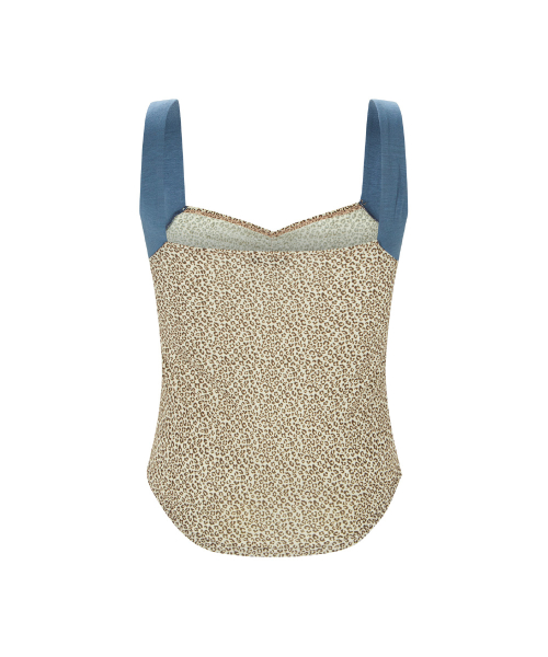 Macy Leopard Shirring Sleeveless Top (Yellow)