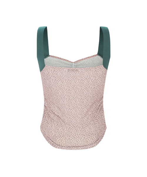 Macy Leopard Shirring Sleeveless Top (Mute Pink)