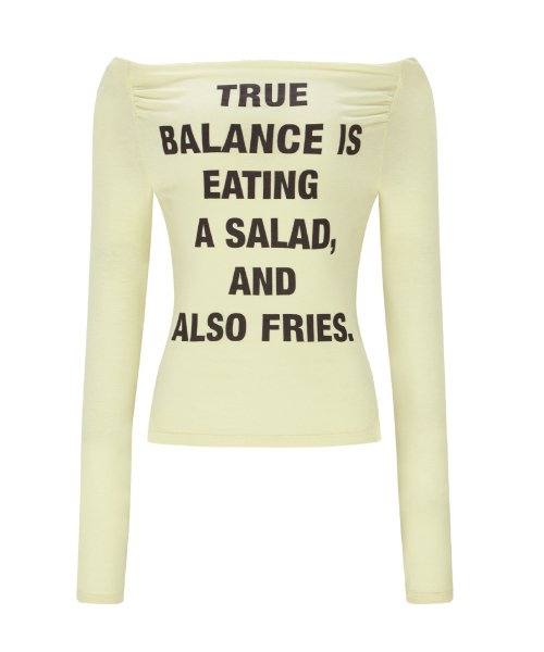 Kacy Lettering Long Off-Shoulder Top (Lemon)