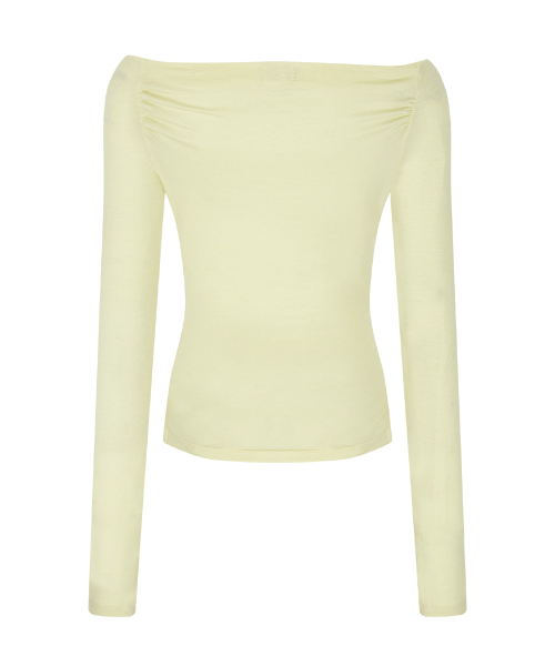 Kacy Lettering Long Off-Shoulder Top (Lemon)