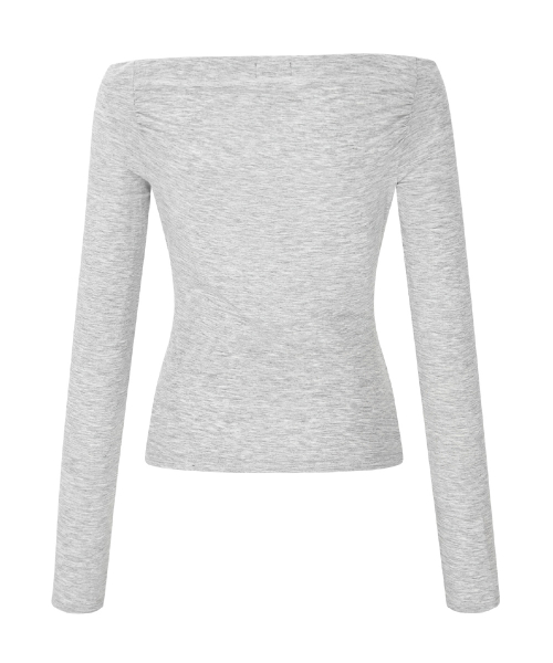 Seni Long Off-Shoulder Top (White Melange)