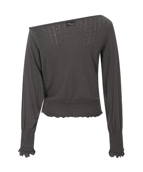 Ian Unbal Smocked Long sleeve Top (Mocha)