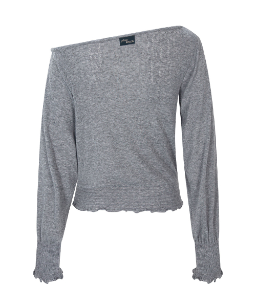 Ian Unbal Smocked Long sleeve Top (Melange Grey)