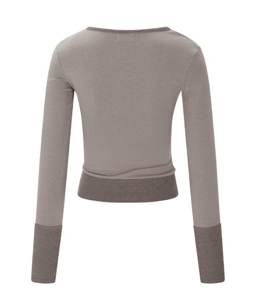 Selena Button Wrap long sleeve Top (Mocha Brown)