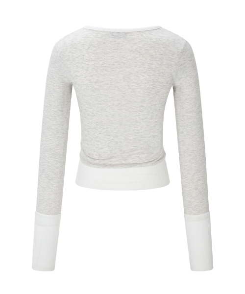 Selena Button Wrap long sleeve Top (Oatmeal)