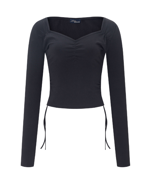 Mov Shirring Long Sleeve Top (Black)