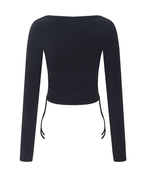 Mov Shirring Long Sleeve Top (Black)