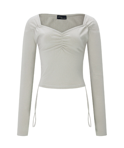Mov Shirring Long Sleeve Top (Ash Grey)