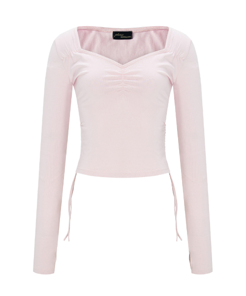 Mov Shirring Long Sleeve Top (Baby Pink)