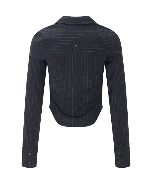 Kayla Shirring Shirt Top (Charcoal)