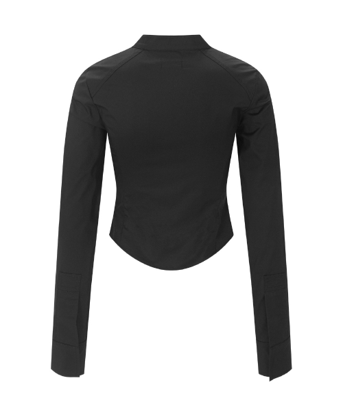 Delphine Shirring Zip up Shirt (Black)
