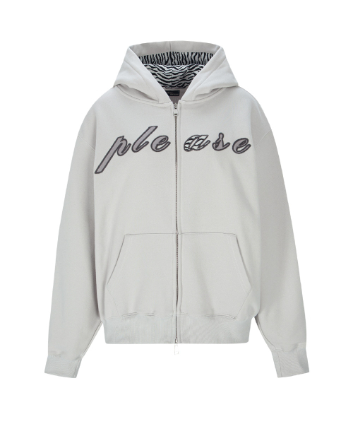 Bono patch Sweat Hoodie Zip Up (Sand Grey)