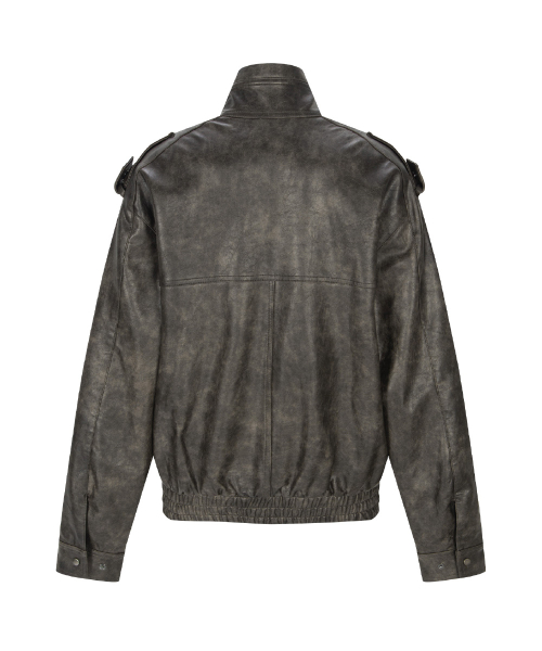 Gia Leather Bomber jacket (Washed Brown)