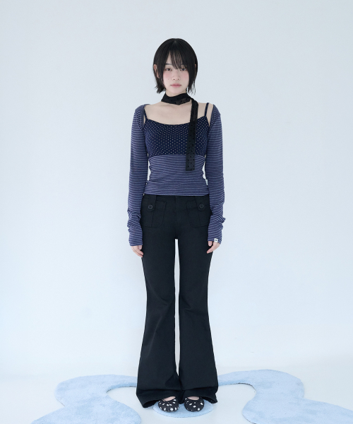 BUTTON POCKET BOOTCUT PT BLACK
