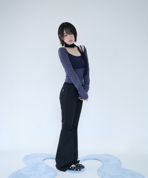 BUTTON POCKET BOOTCUT PT BLACK