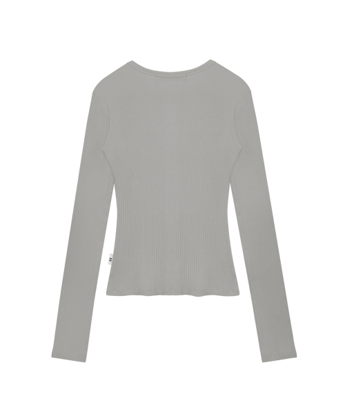 BUTTON RIBBED CARDIGAN ASH GREY