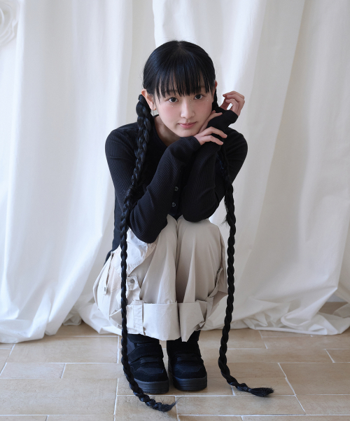 BUTTON RIBBED CARDIGAN BLACK