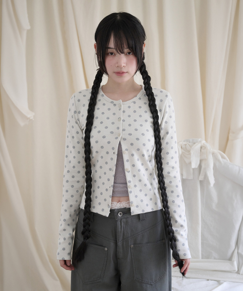 SOFT DOT JACQUARD CARDIGAN IVORY