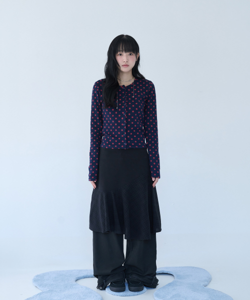 SOFT DOT JACQUARD CARDIGAN NAVY