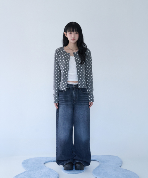 SOFT DOT JACQUARD CARDIGAN GREY
