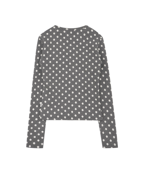 SOFT DOT JACQUARD CARDIGAN GREY