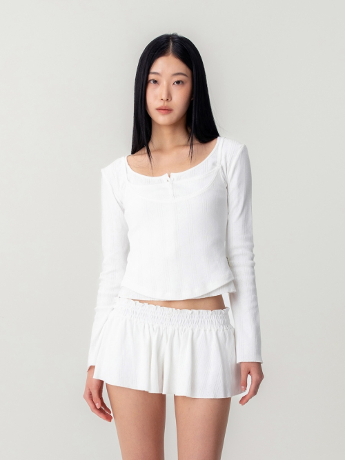 HONEY EYELET BUTTON LONG SLEEVE (WHITE)