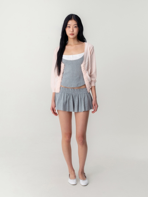 SHERBET V-NECK FRINGE CARDIGAN (PINK)