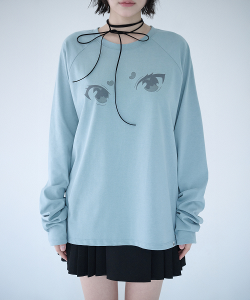 MIRE EYES RAGLAN T DUSTY BLUE