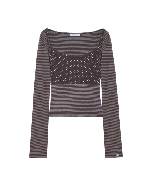 MIXED PATTERN CAMI & BOLERO SET BROWN