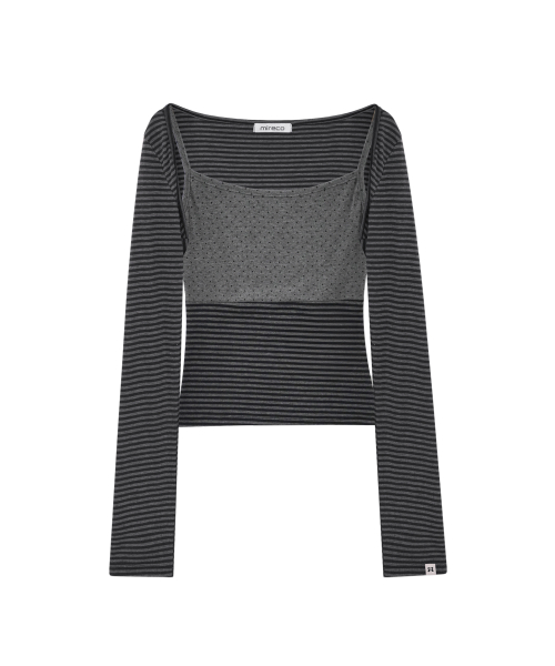 MIXED PATTERN CAMI & BOLERO SET CHARCOAL