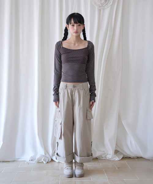 3-WAY MESH POCKET CARGO PT BEIGE