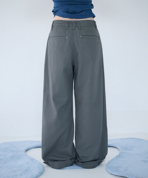 BELTED POCKET COTTON PT CHARCOAL