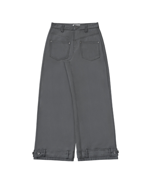 BELTED POCKET COTTON PT CHARCOAL