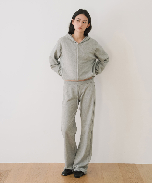 REGULAR JERSEY HOODIE ZIP-UP, GREY