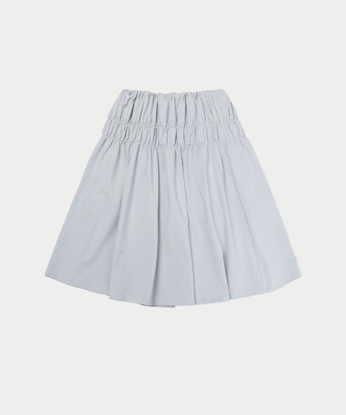 SHIRRING FLARE MIDI SKIRT, LIGHT BLUE