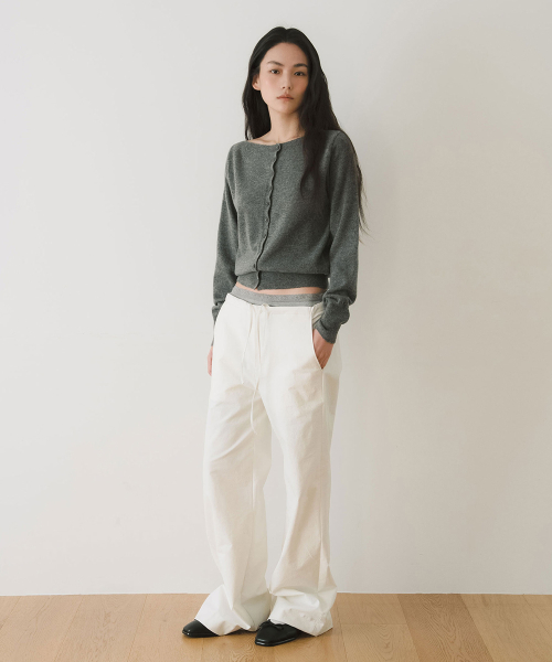 LOOSE STRING COTTON PANTS, IVORY